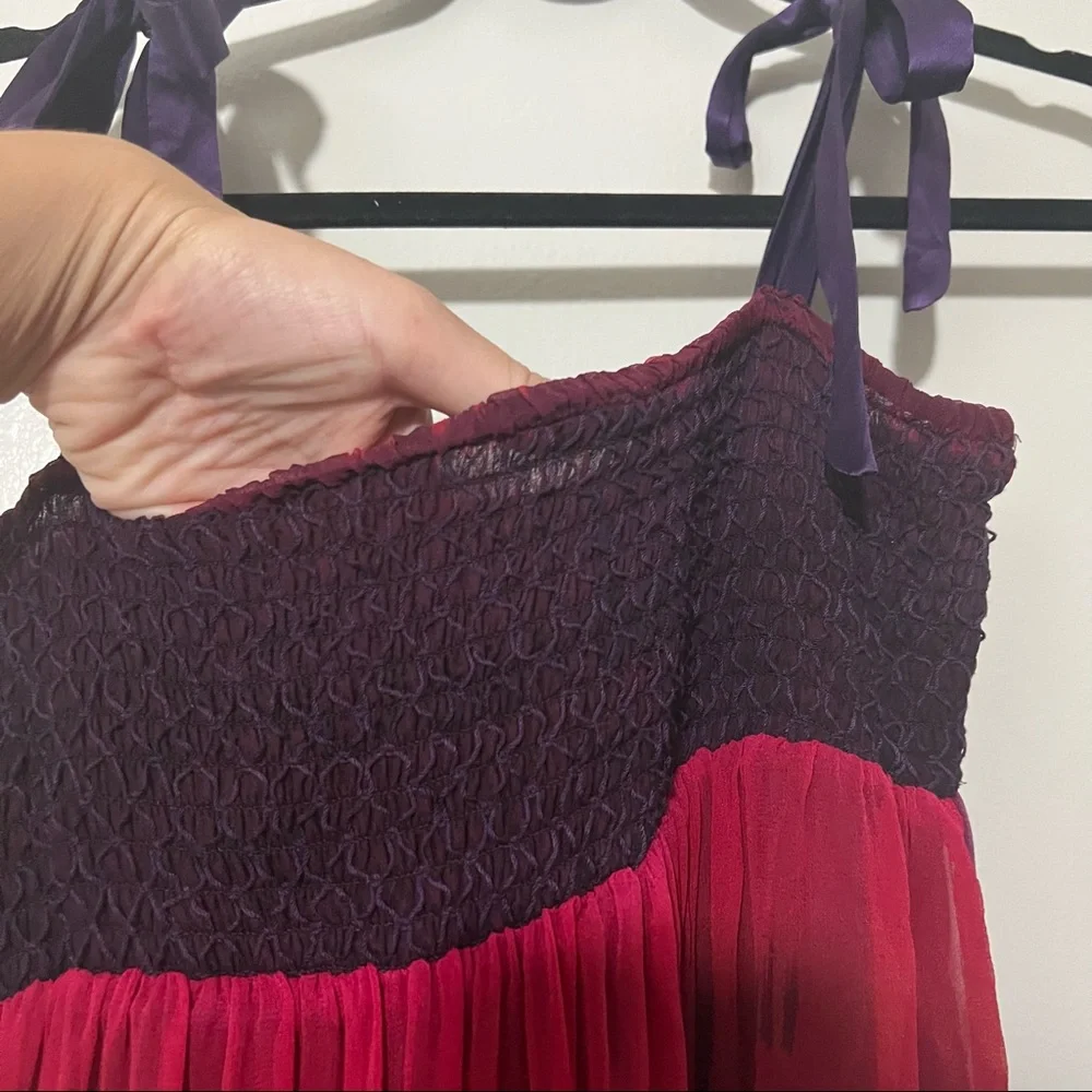 Bebe Silk Maxi Dress in Violet Purple and Magenta Pink Size Small - Picture 2 of 6